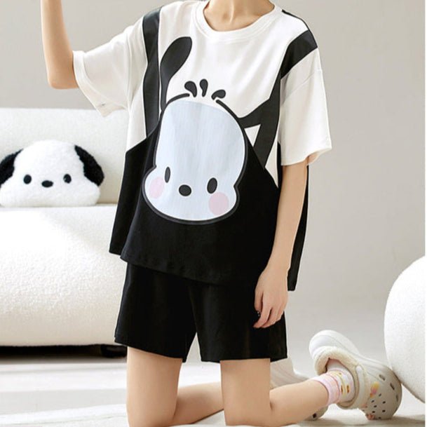 Panda Vibes Built - In Bra PJ Set – Monochrome Mood Edition - Zero Bra