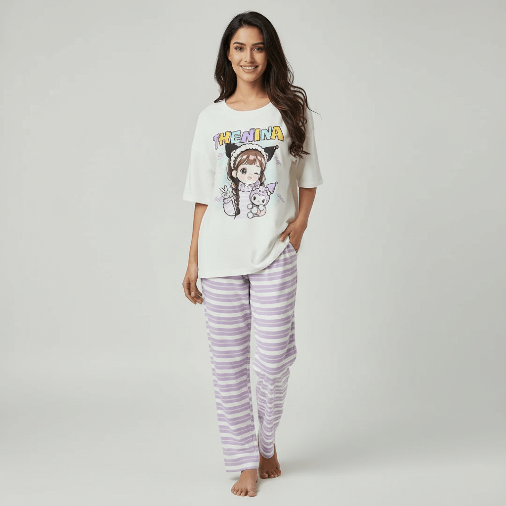 Pastel Dream Comic PJ Set – With Padded Sweet Ease - Zero Bra