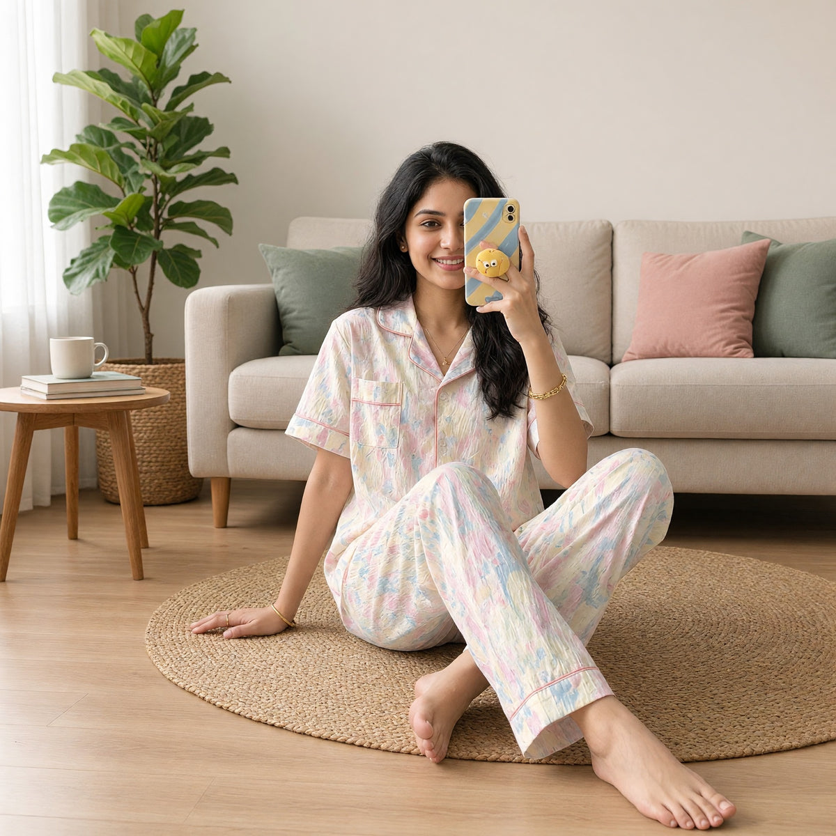 Pastel Dreamscape 3-Piece Padded Night Suit