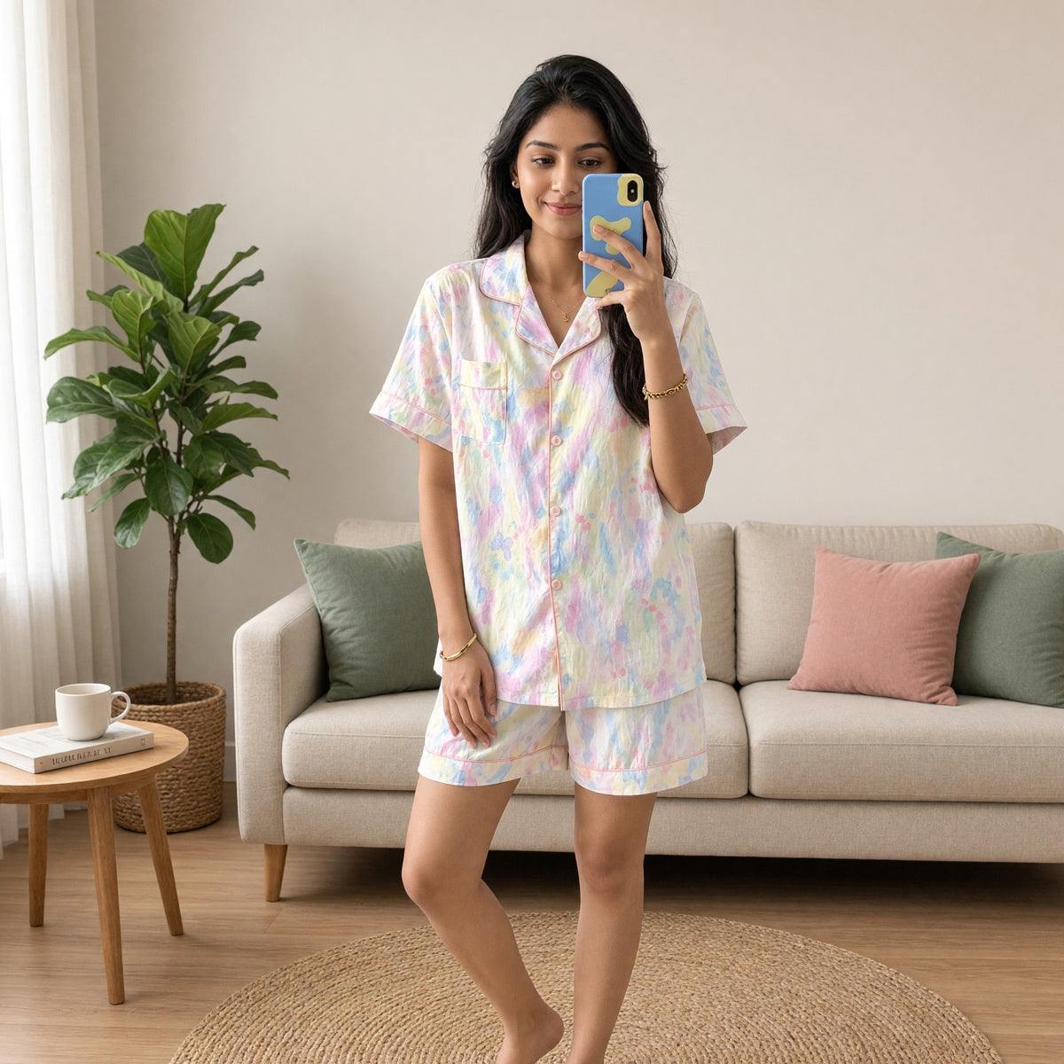 Pastel Dreamscape 3-Piece Padded Night Suit