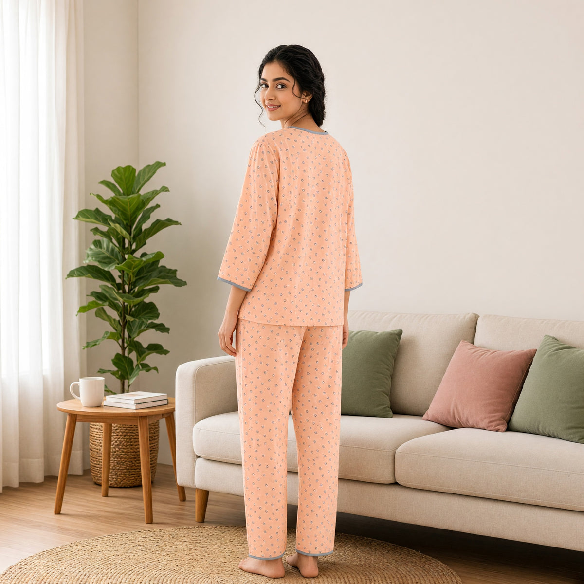 Peach Blossom Padded Night Suit
