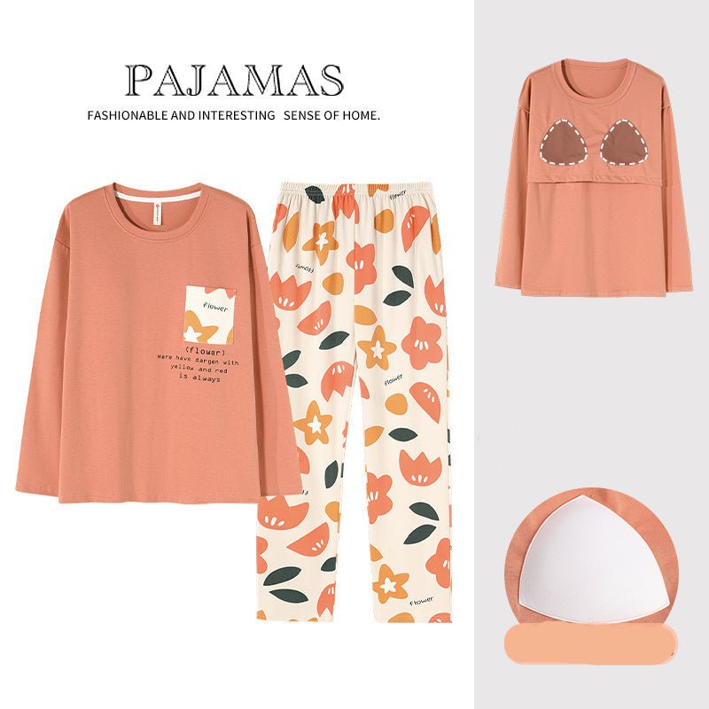 Peachy Blossom Sleepwear with Built - In Bra Support - Zero Bra