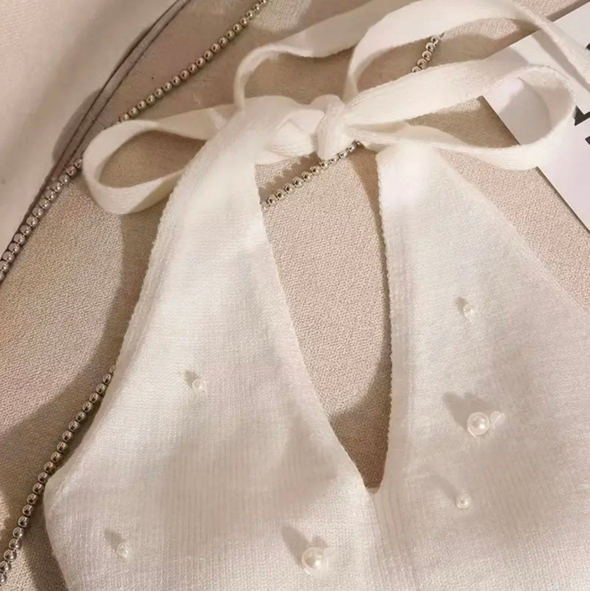 Pearl - Embellished Knit Halter Top with Built - In Bra – Luxe & Chic - Zero Bra