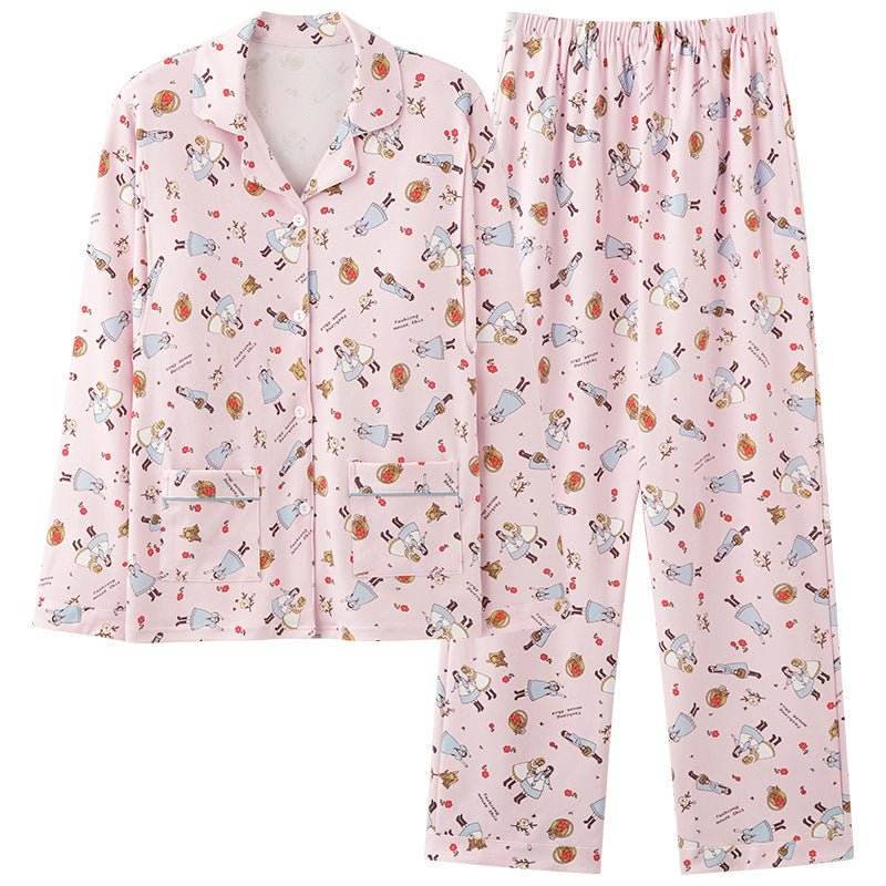 Pink Cartoon Maternity & Nursing Padded PJ Set – Playful Comfort for Mama Life - Zero Bra