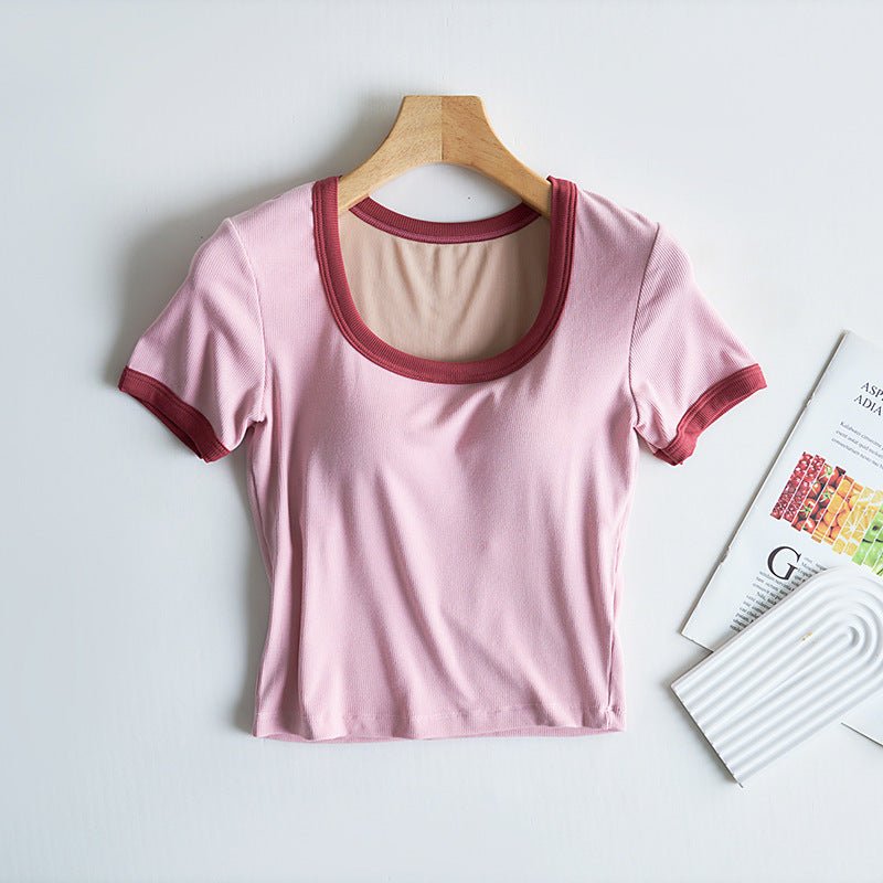 Playful Scoop Built - In Bra Tee – A Fresh Twist on a Classic! - Zero Bra