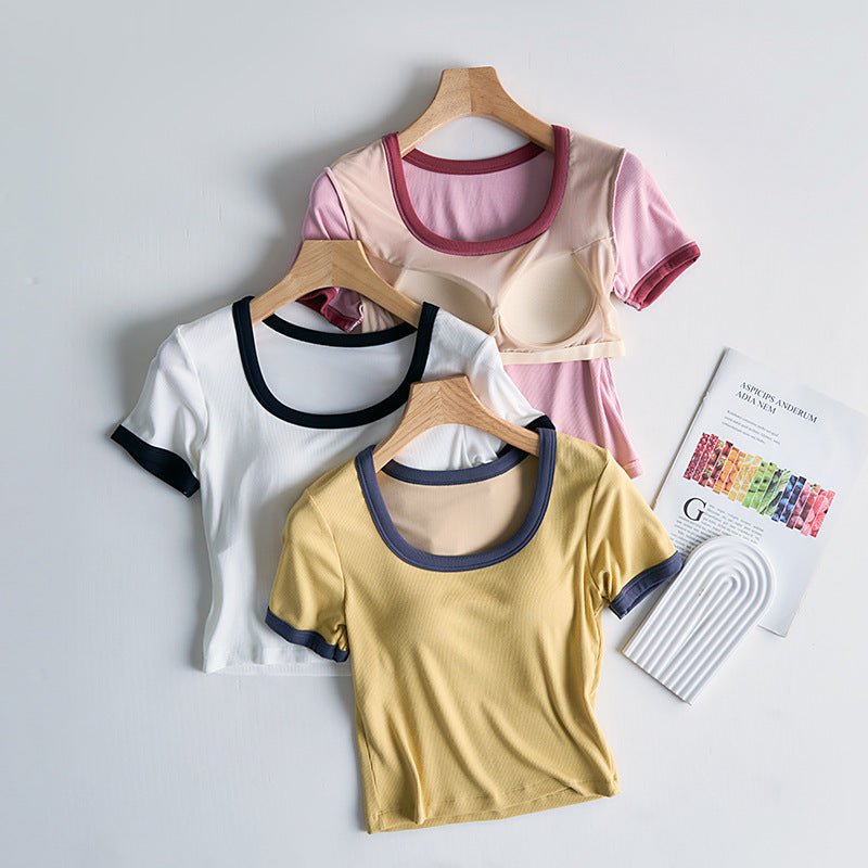 Playful Scoop Built - In Bra Tee – A Fresh Twist on a Classic! - Zero Bra