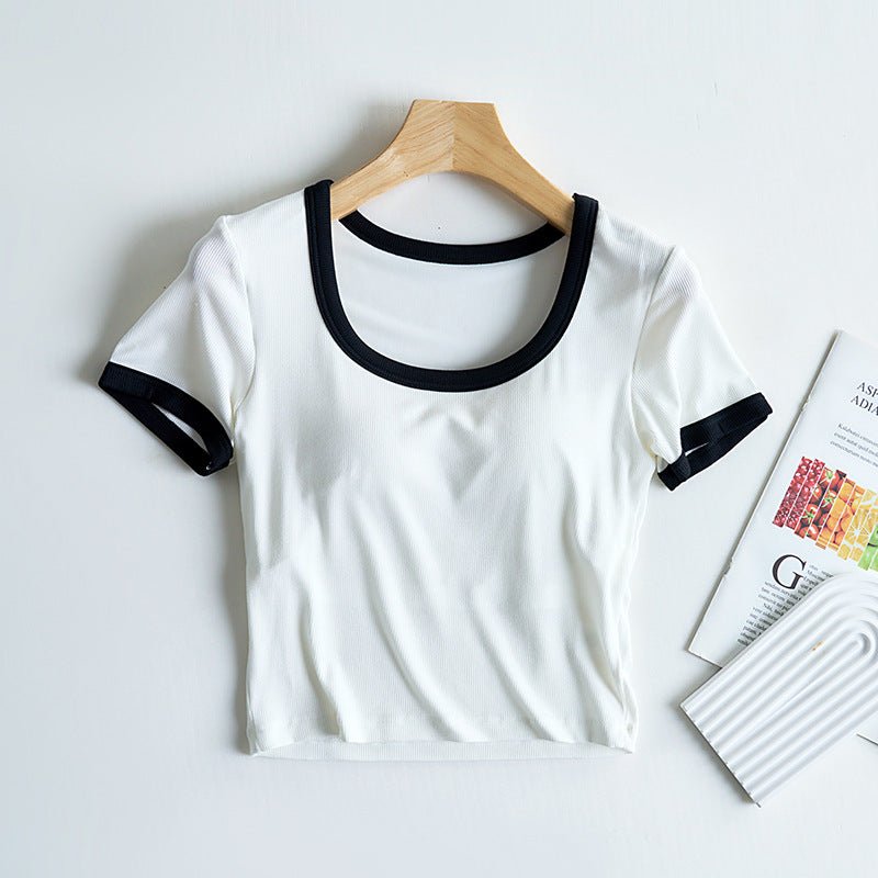 Playful Scoop Built - In Bra Tee – A Fresh Twist on a Classic! - Zero Bra