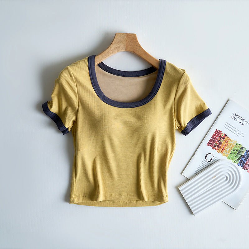 Playful Scoop Built - In Bra Tee – A Fresh Twist on a Classic! - Zero Bra