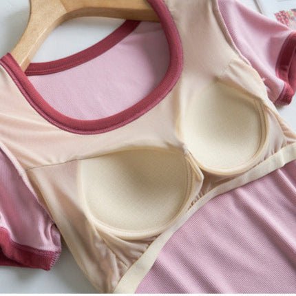 Playful Scoop Built - In Bra Tee – A Fresh Twist on a Classic! - Zero Bra