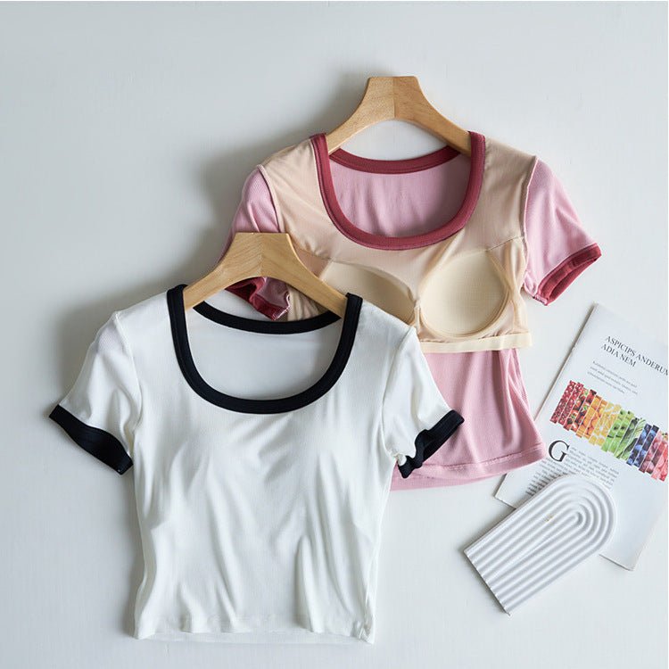 Playful Scoop Built - In Bra Tee – A Fresh Twist on a Classic! - Zero Bra