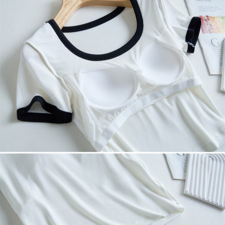 Playful Scoop Built - In Bra Tee – A Fresh Twist on a Classic! - Zero Bra