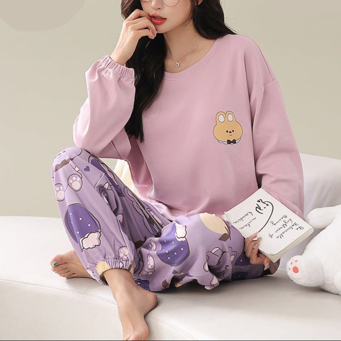 Plum Bear Cutie Loungewear Padded PJ Set – Cozy Edition - Zero Bra