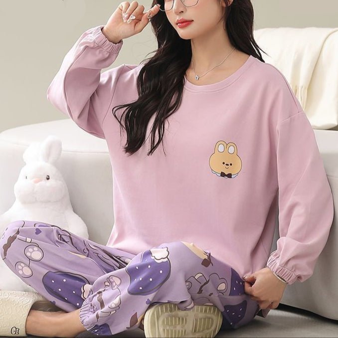 Plum Bear Cutie Loungewear Padded PJ Set – Cozy Edition - Zero Bra