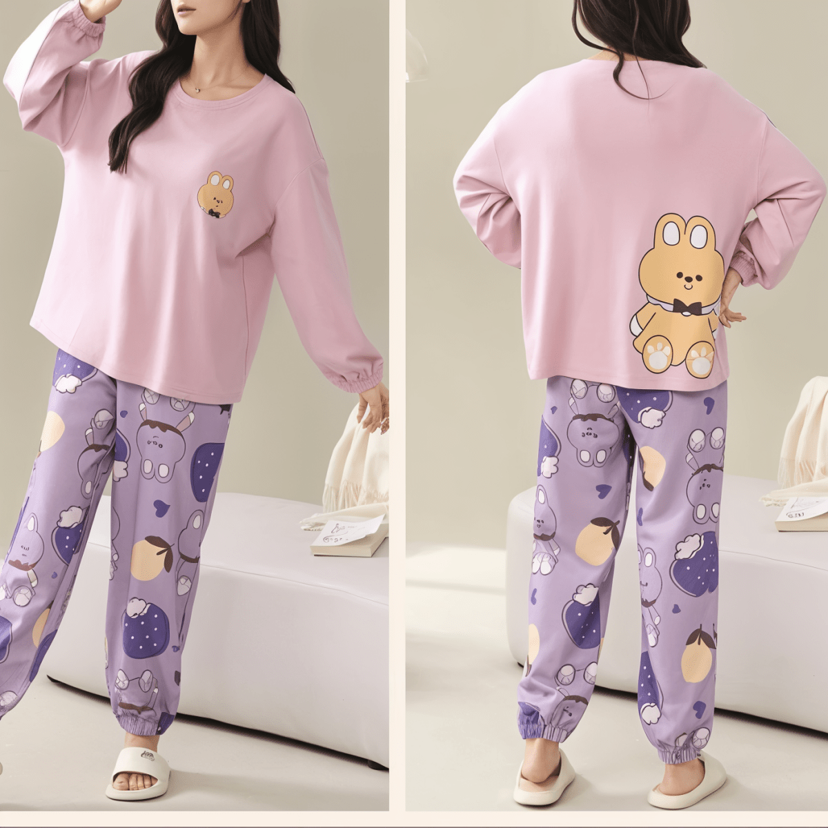 Plum Bear Cutie Loungewear Set – Cozy Edition - Zero Bra
