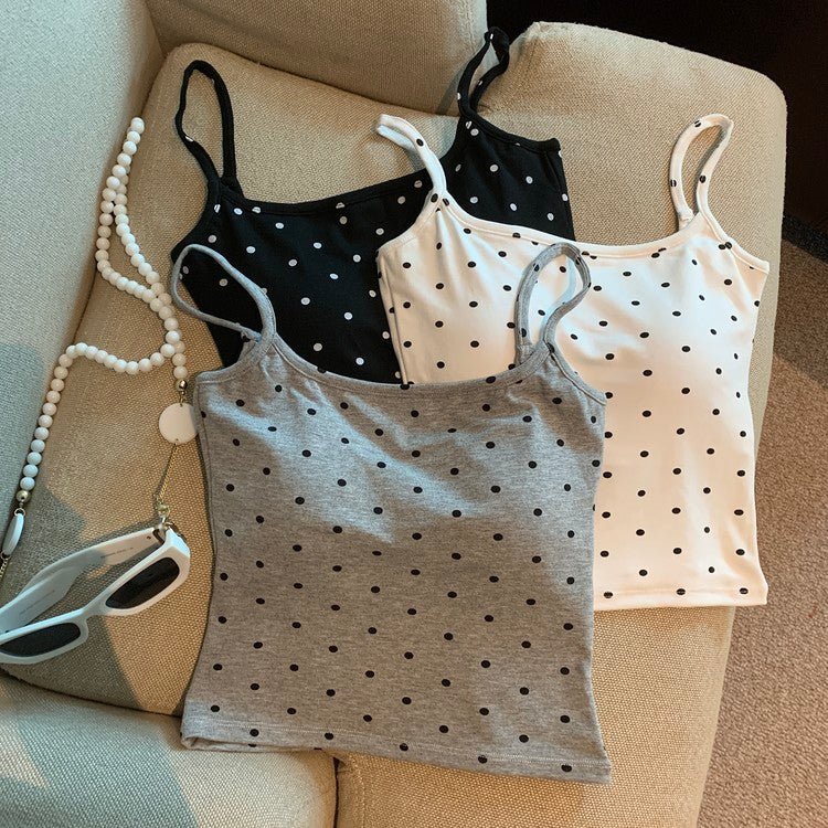 Polka Dot Built - In Bra Cami Tops – Effortlessly Chic - Zero Bra