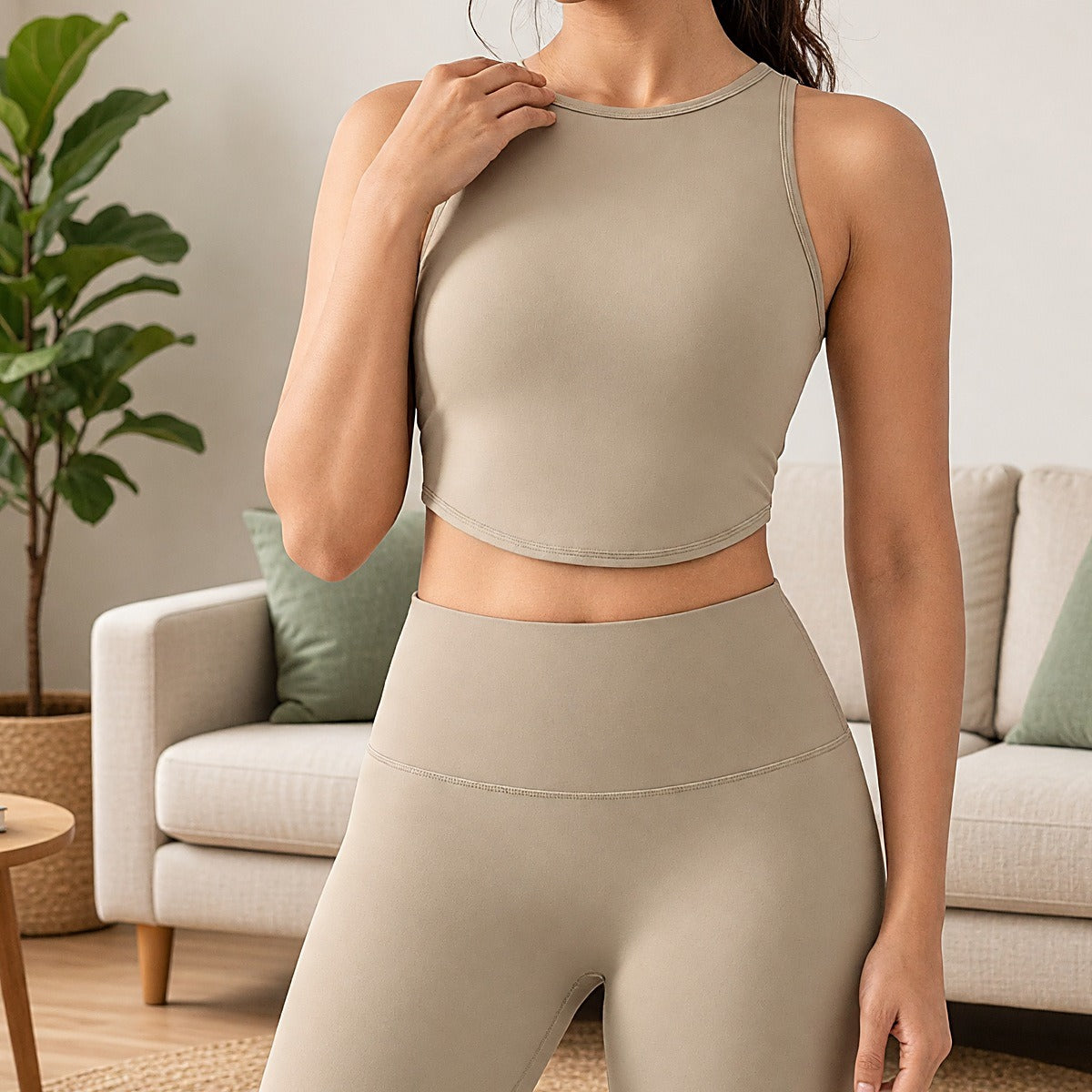 PowerFit High-Neck Built-in Bra Gym Top
