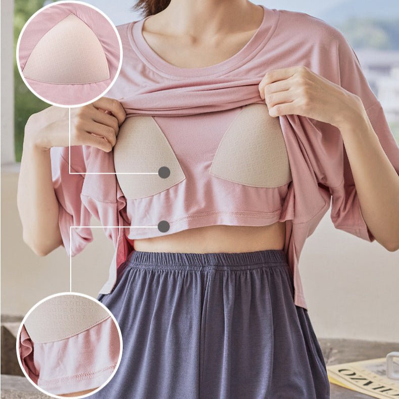 Premium Modal Blush Babe Built - In Bra Lounge Set - Zero Bra