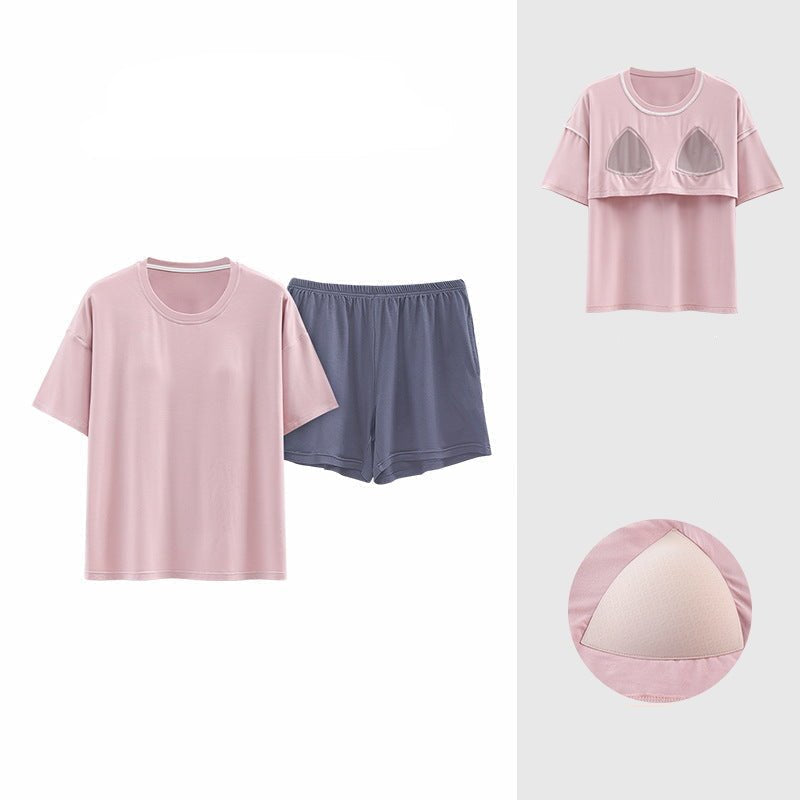 Premium Modal Blush Babe Padded Lounge Set - Zero Bra