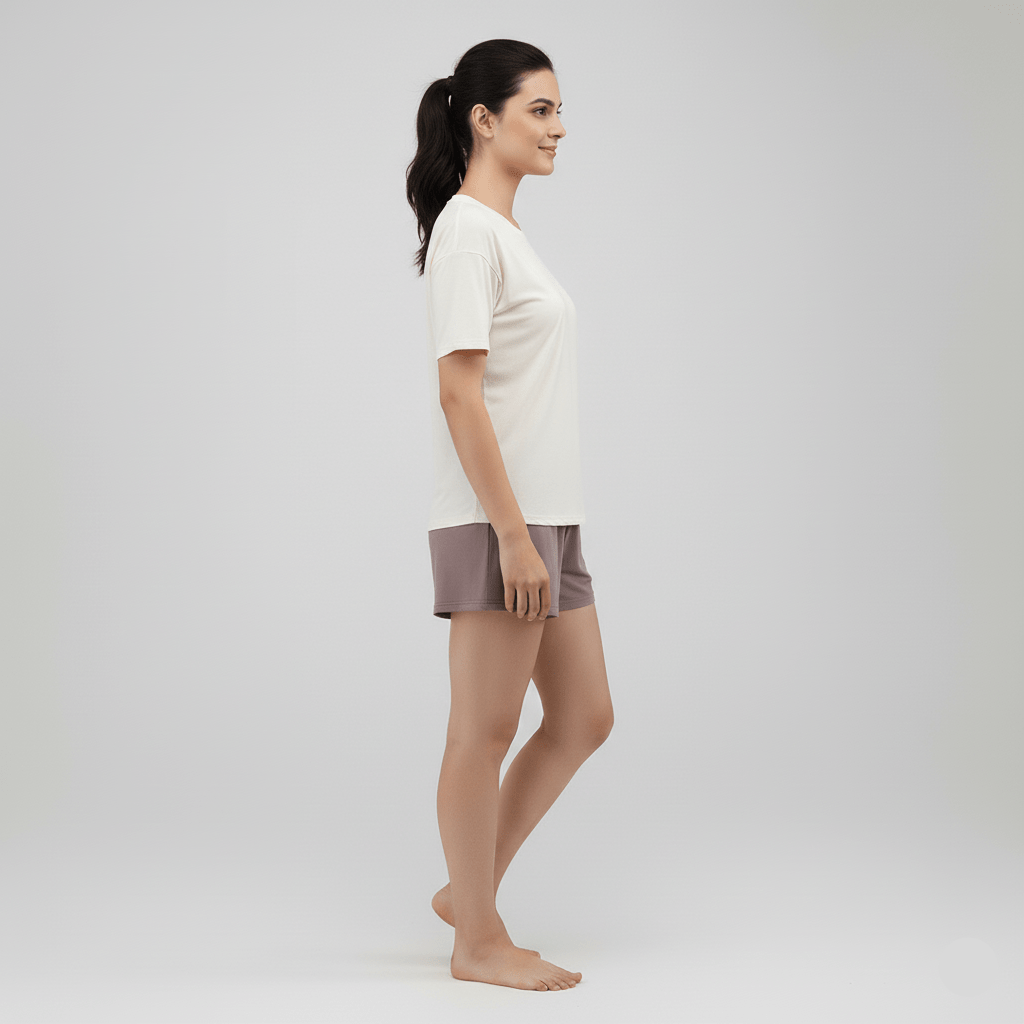 Premium Modal Cream Mocha Padded Lounge Set - Zero Bra