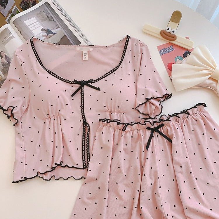 Premium Modal Flirty Dot Built - In Bra PJ Set โ Bubblegum Chic Edition - Zero Bra