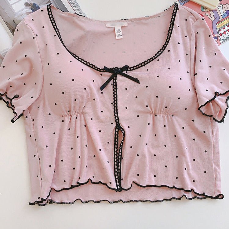 Premium Modal Flirty Dot Built - In Bra PJ Set โ Bubblegum Chic Edition - Zero Bra