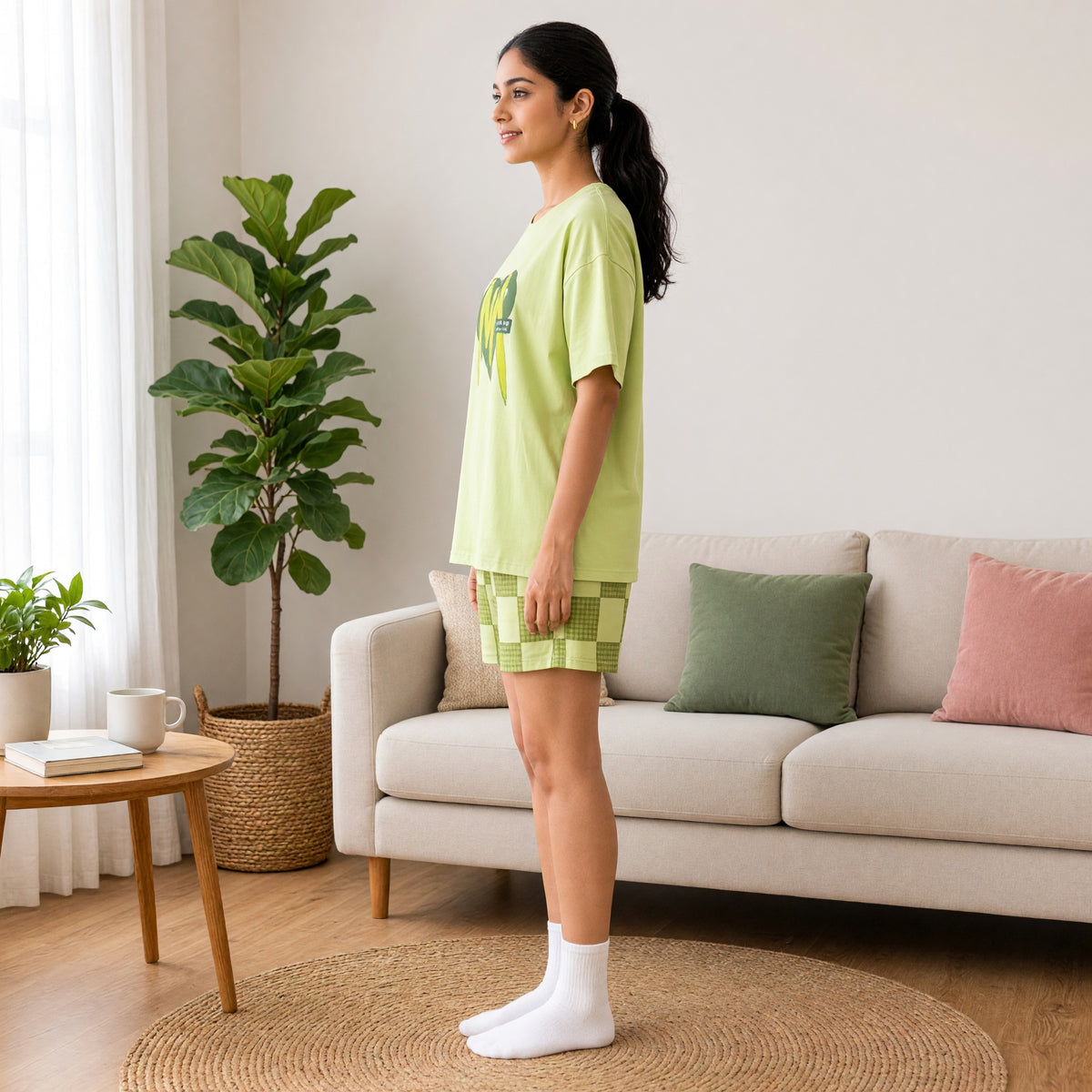 Premium Modal Matcha Padded Night Suit