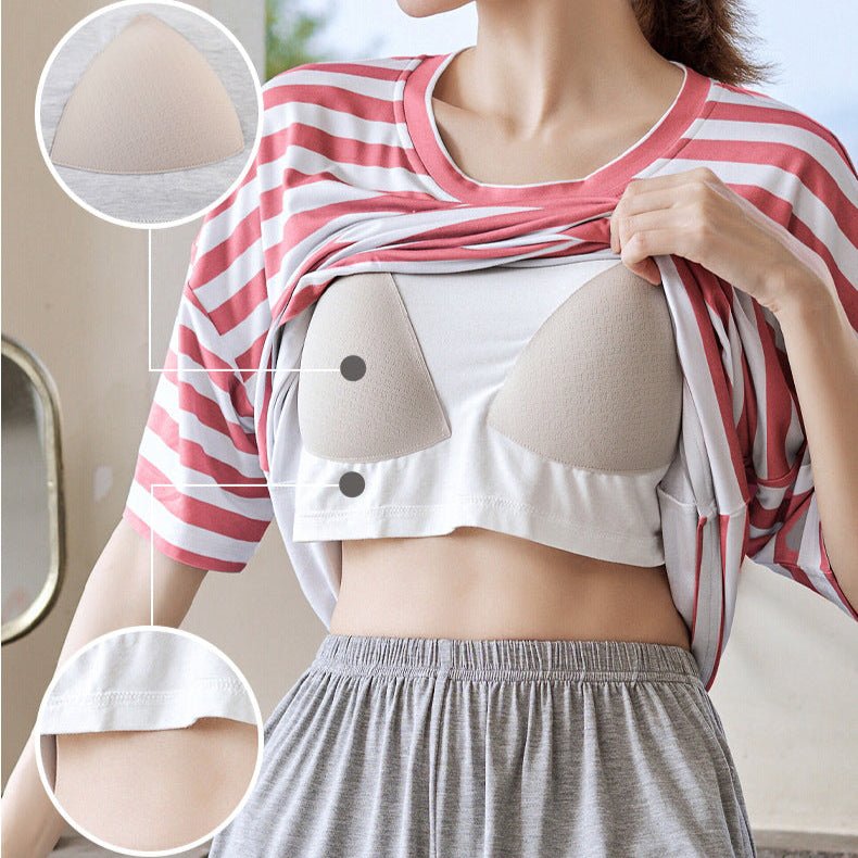 Premium Modal Rosy Breeze Built - In Bra Lounge Set - Zero Bra