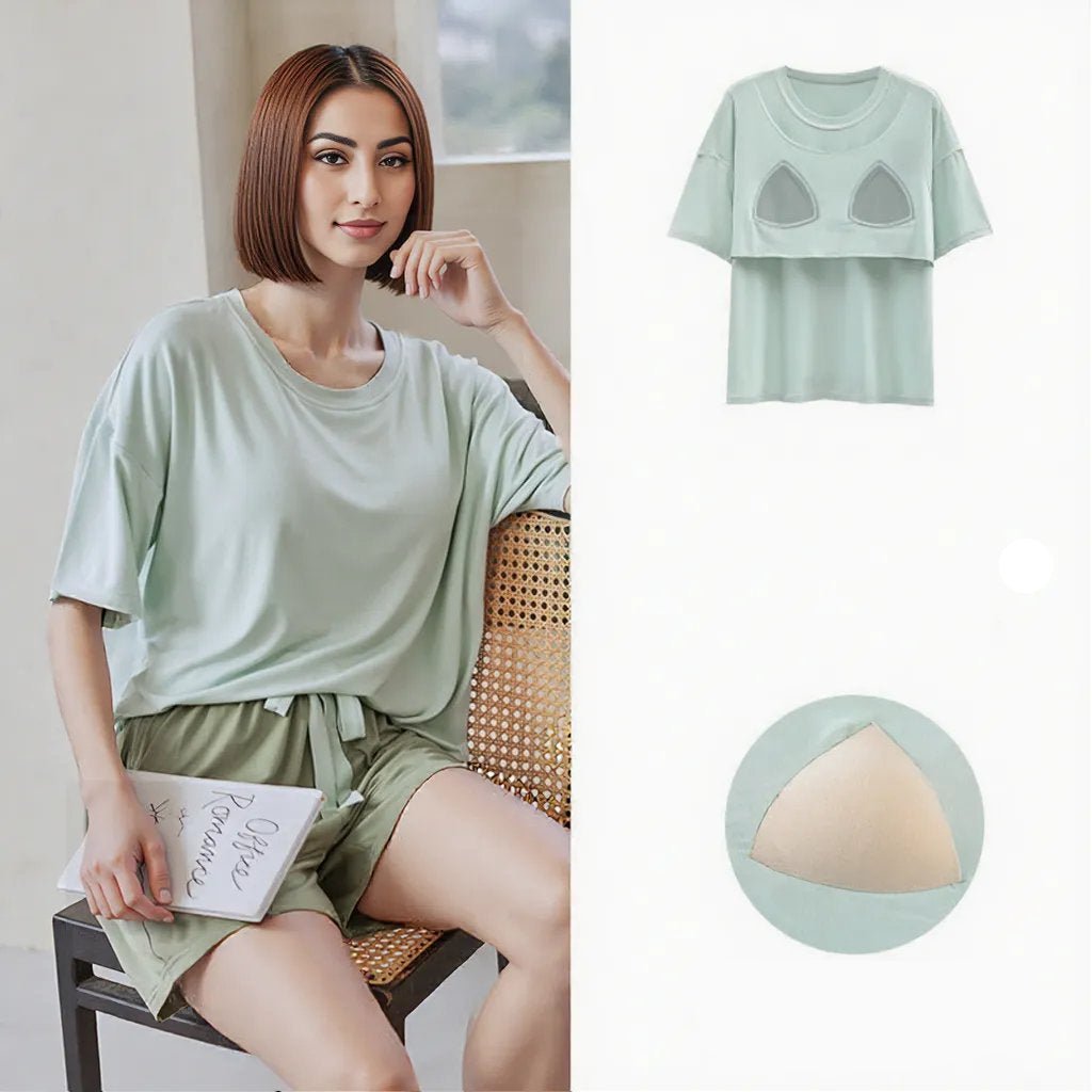 Premium Modal Sage Serenity Built - In Bra Lounge Set - Zero Bra