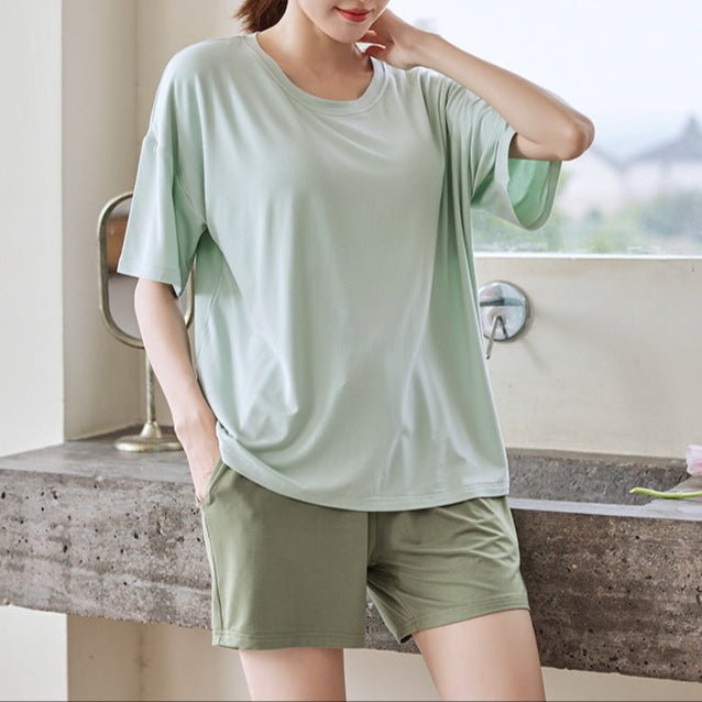 Premium Modal Sage Serenity Built - In Bra Lounge Set - Zero Bra