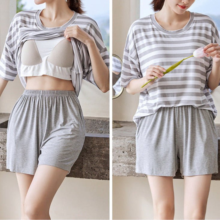 Premium Modal Silver Cloud Built - In Bra Lounge Set - Zero Bra