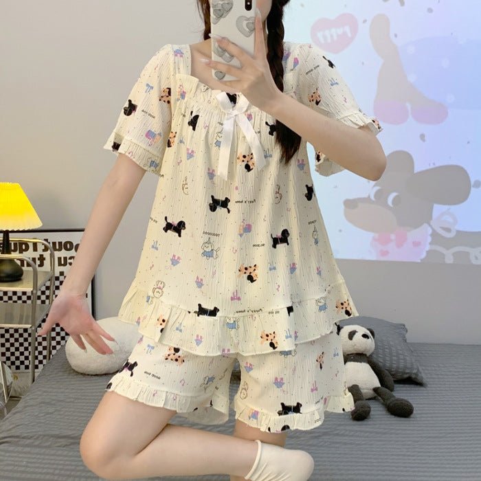 Puppy Tunes Nursing PJ Set – Maternity & Summer Breezy Ease - Zero Bra