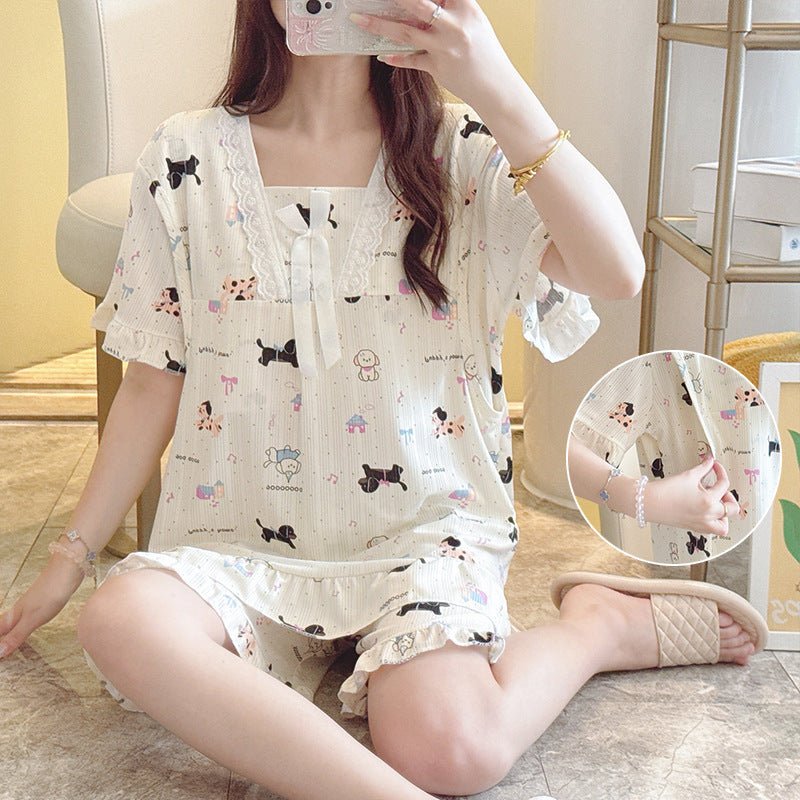 Puppy Tunes Nursing PJ Set – Maternity & Summer Breezy Ease - Zero Bra