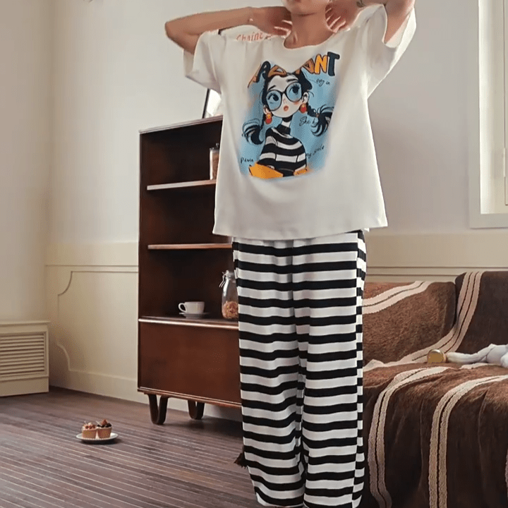 Radiant Rebel Striped PJ Set β With Padded Attitude - Zero Bra