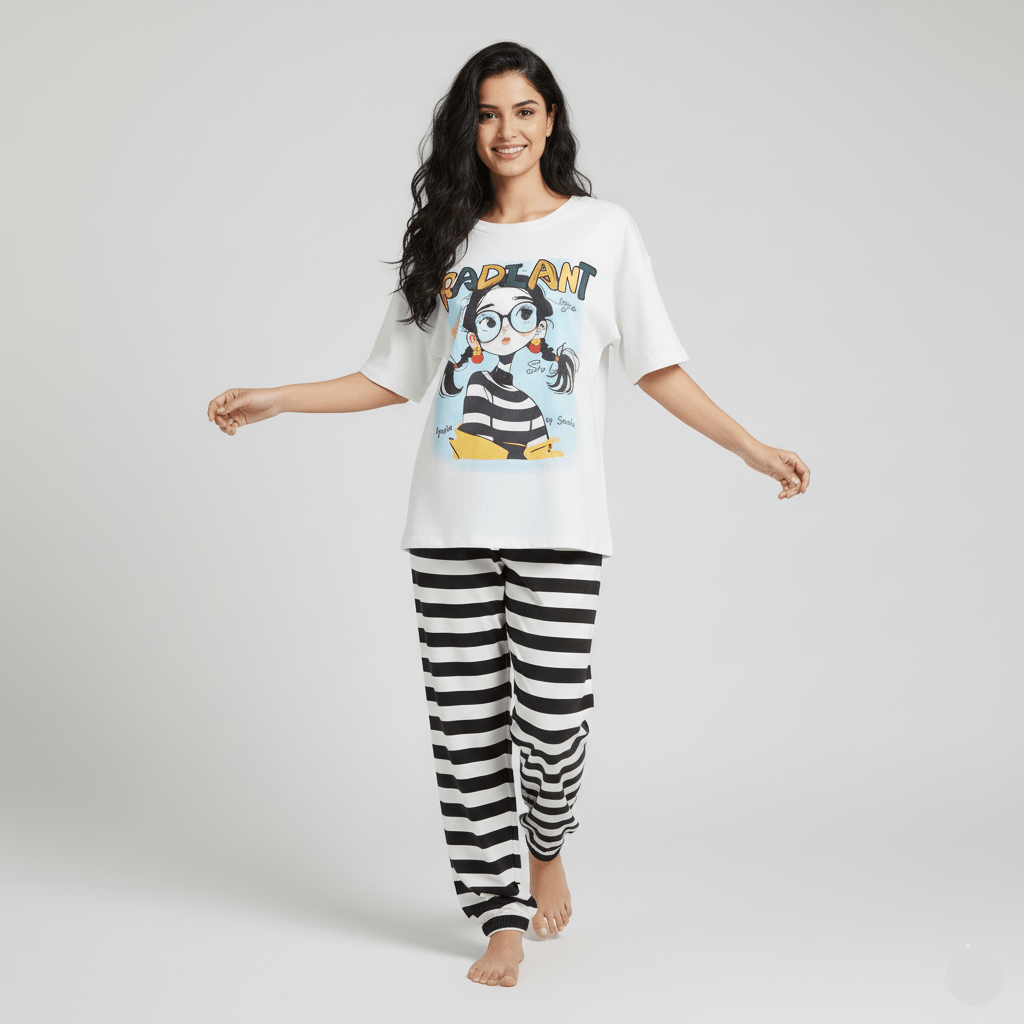 Radiant Rebel Striped PJ Set β With Padded Attitude - Zero Bra