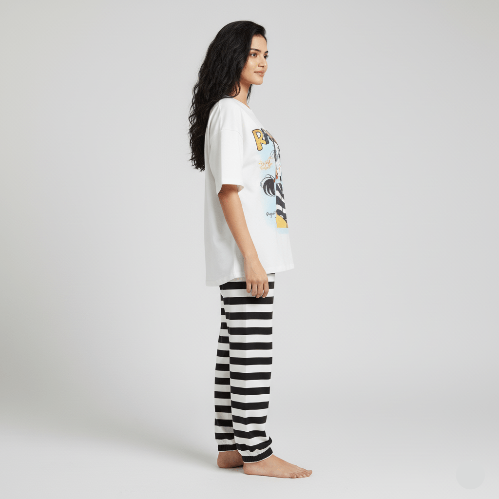 Radiant Rebel Striped PJ Set β With Padded Attitude - Zero Bra