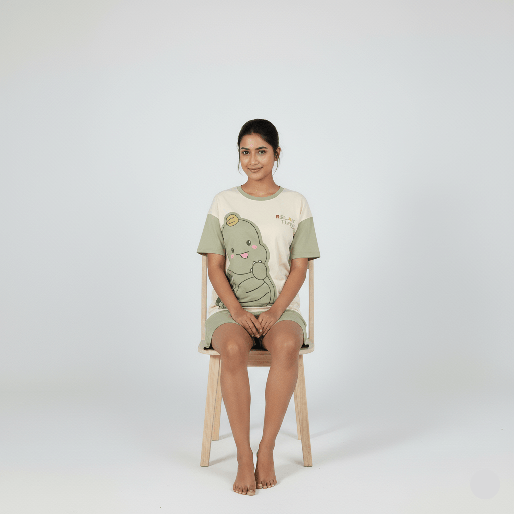 Relax Time Dino PJ Set – With Padded Ease - Zero Bra