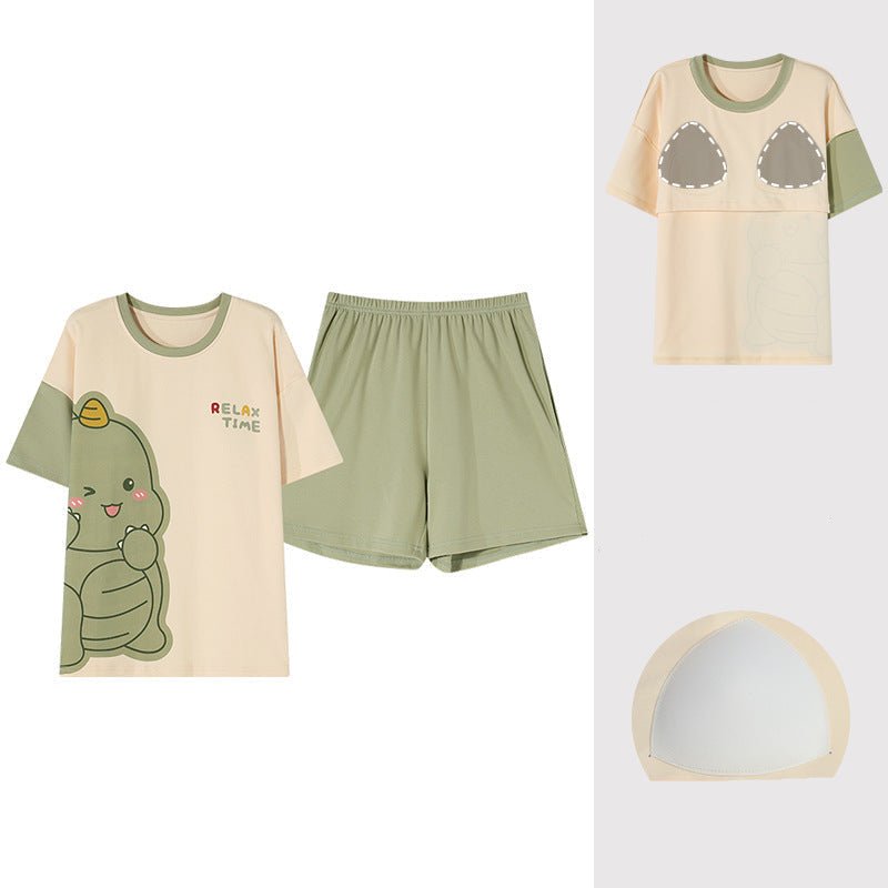 Relax Time Dino PJ Set – With Padded Ease - Zero Bra