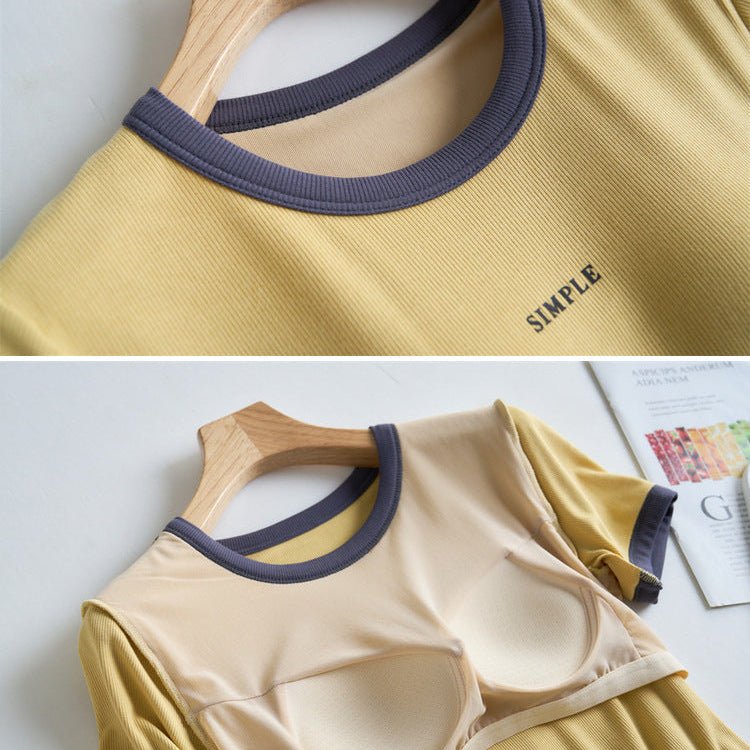 Retro Ringer Built - In Bra Tee – Classic Cool, Made Comfy! - Zero Bra