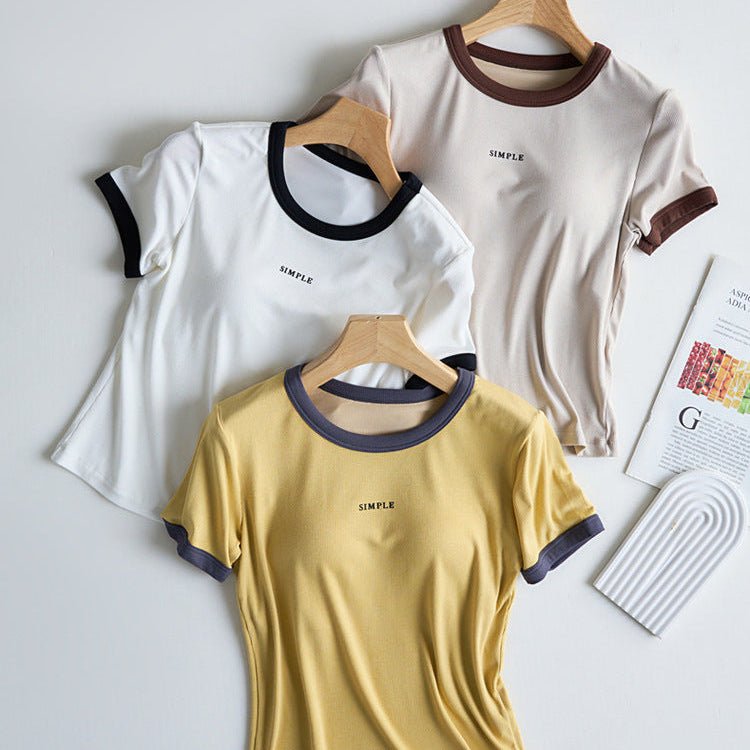 Retro Ringer Built - In Bra Tee – Classic Cool, Made Comfy! - Zero Bra