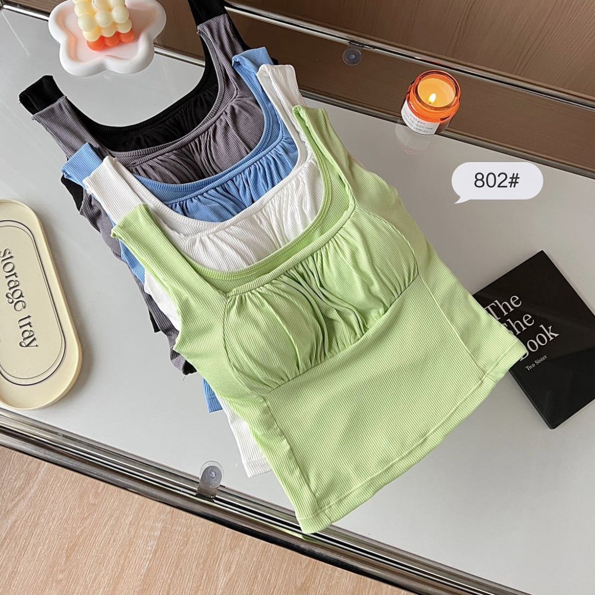 Ribbed Ruched Built - In Bra Tank – Chic & Supportive - Zero Bra