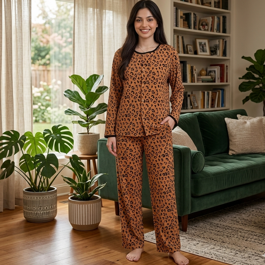 Wild Chic Comfort Set in soft pink - comfortable built-in padded pajama top by ZeroBra, perfect for Indian women