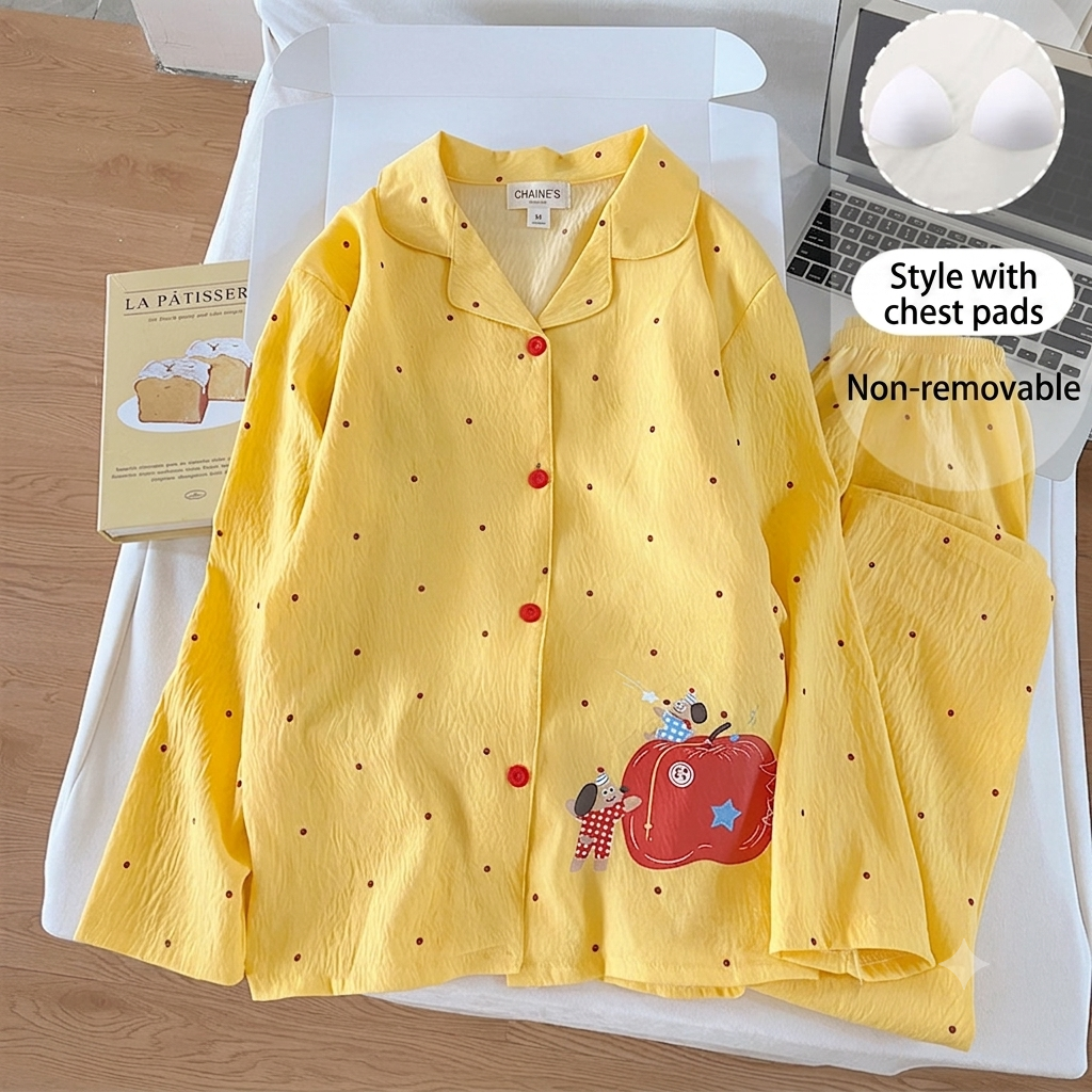 ZeroBra Sunny Apple Padded Pajama Set in bright yellow-green with comfortable fit for Indian women