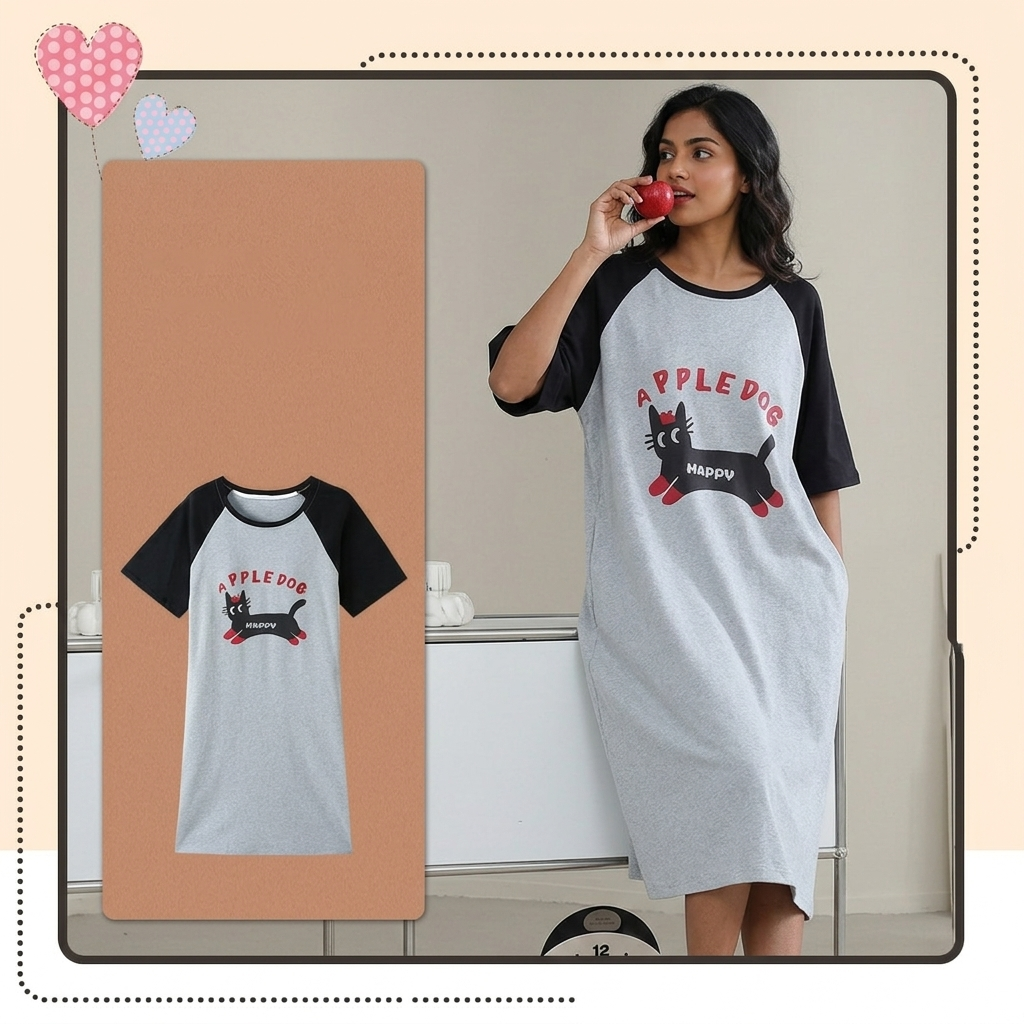 ZeroBra Nightgown 08 in soft comfortable fabric, elegant Indian design with flowing silhouette