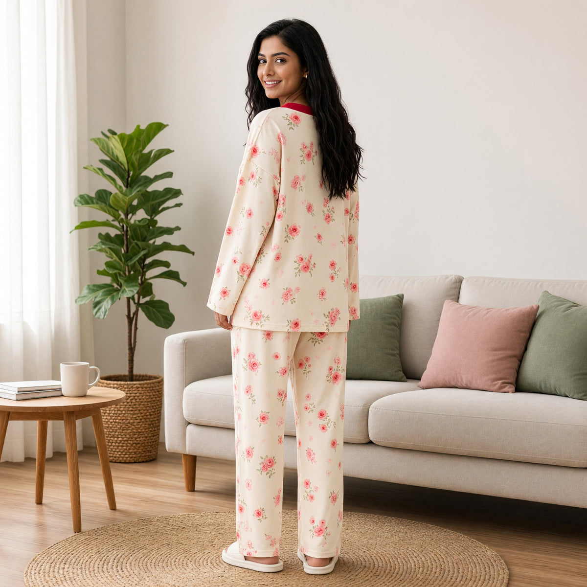 Rosé Bloom Padded Feeding Night Suit
