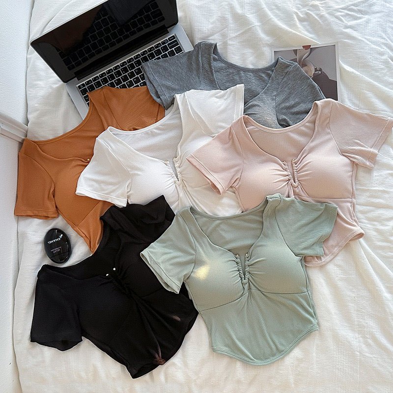 Ruched Built - In Bra Top – Effortless Chic & Comfort - Zero Bra