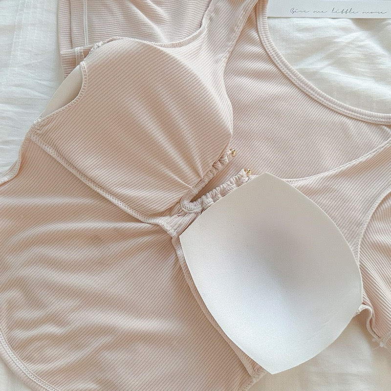 Ruched Built - In Bra Top – Effortless Chic & Comfort - Zero Bra