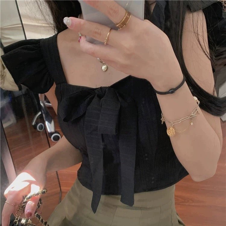 Ruffle Strap Built - in Bra Crop Top – Feminine & Flirty - Zero Bra