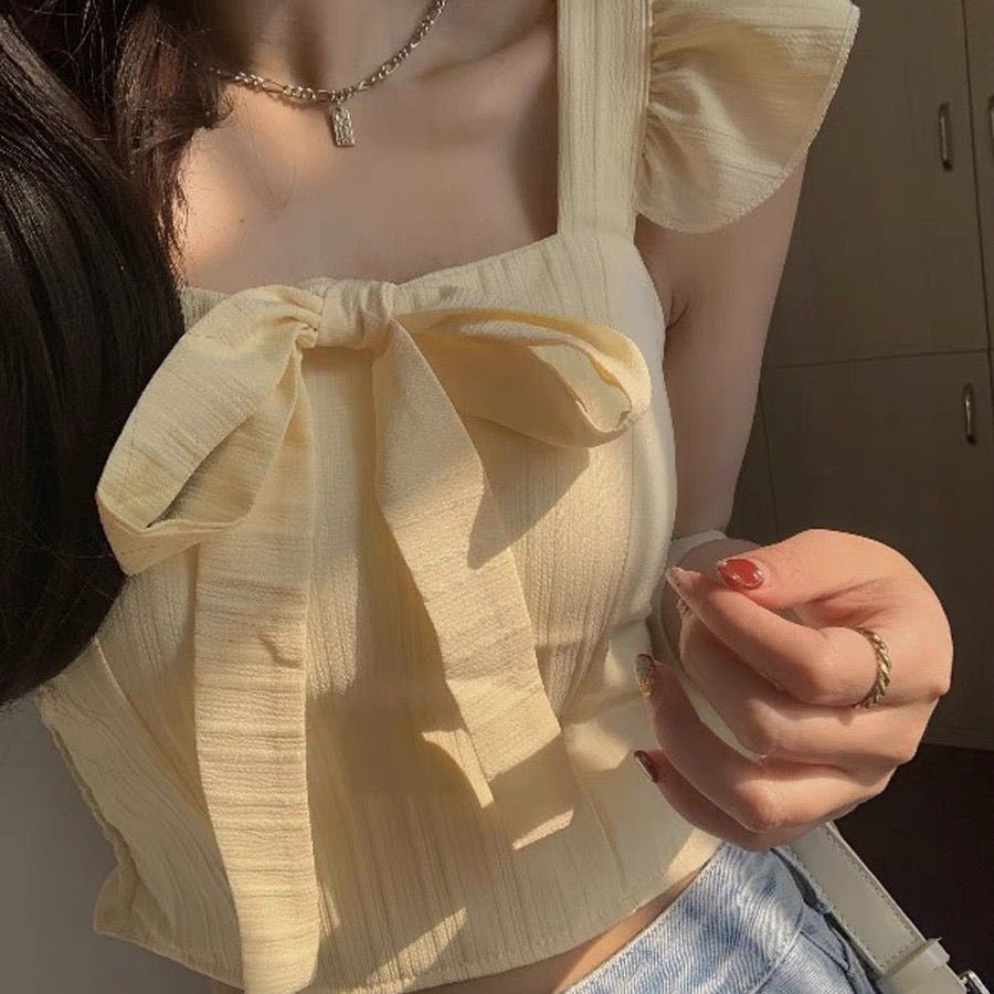 Ruffle Strap Built - in Bra Crop Top – Feminine & Flirty - Zero Bra