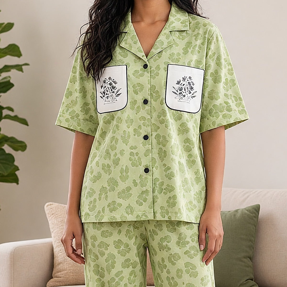 Sage Leopard Padded PJ Set