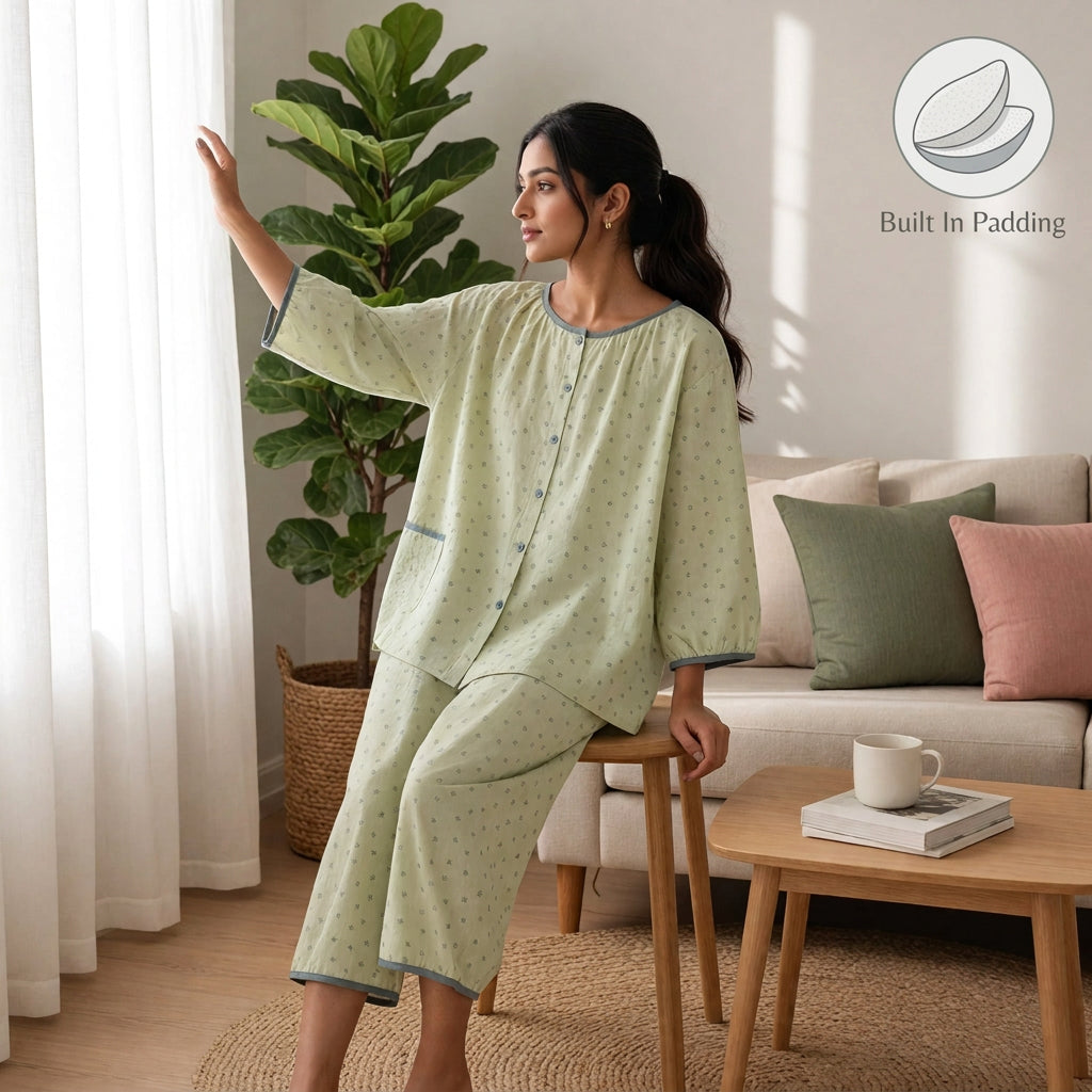 Sage Whisper Padded Night Suit